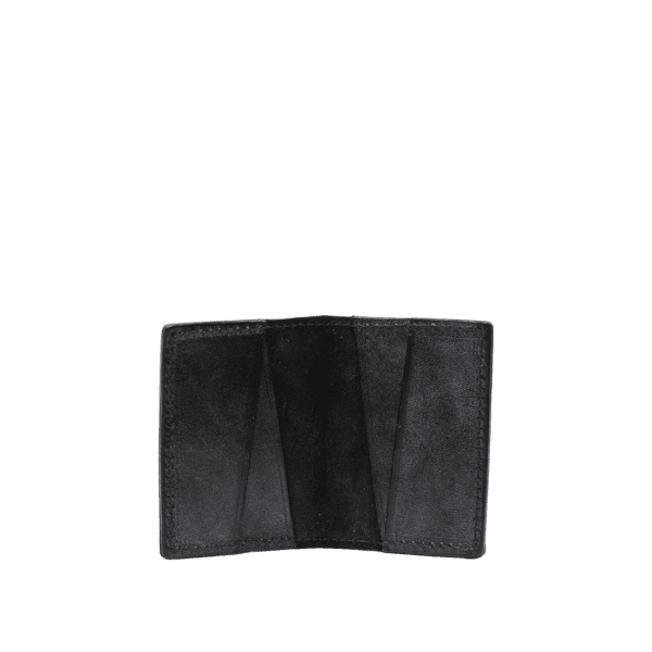 Leather Double Oak card holder in British Oak bark bridle hide black colour, an handmade accessory by Mackenzie Leather Edinburgh.