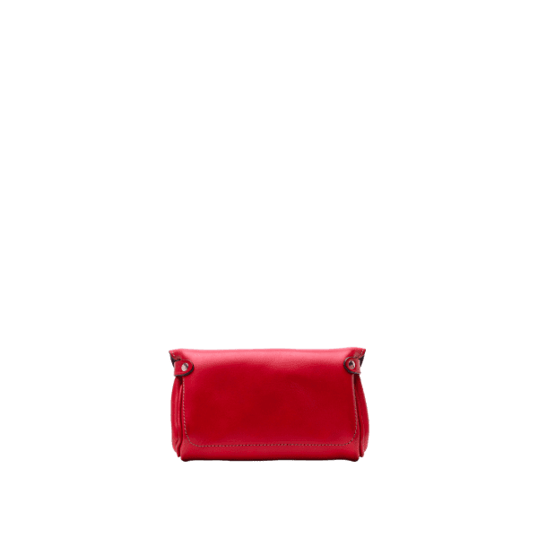 Leather Clutch bag in Italian soft hide matt red colour, handmade by Mackenzie Leather Edinburgh.