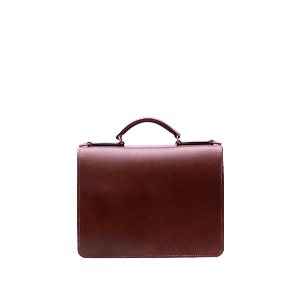 Leather Folio briefcase in Italian saddle hide chestnut, handmade by Mackenzie Leather Edinburgh.
