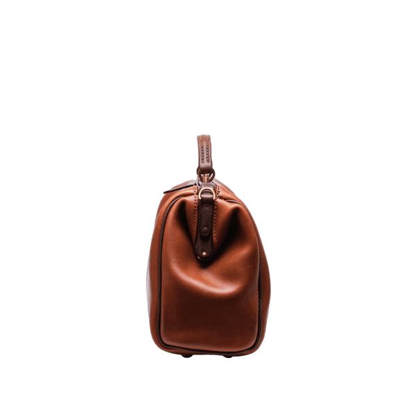 Travel leather Gladstone briefcase bag, British design in Italian soft hide matt tan leather.