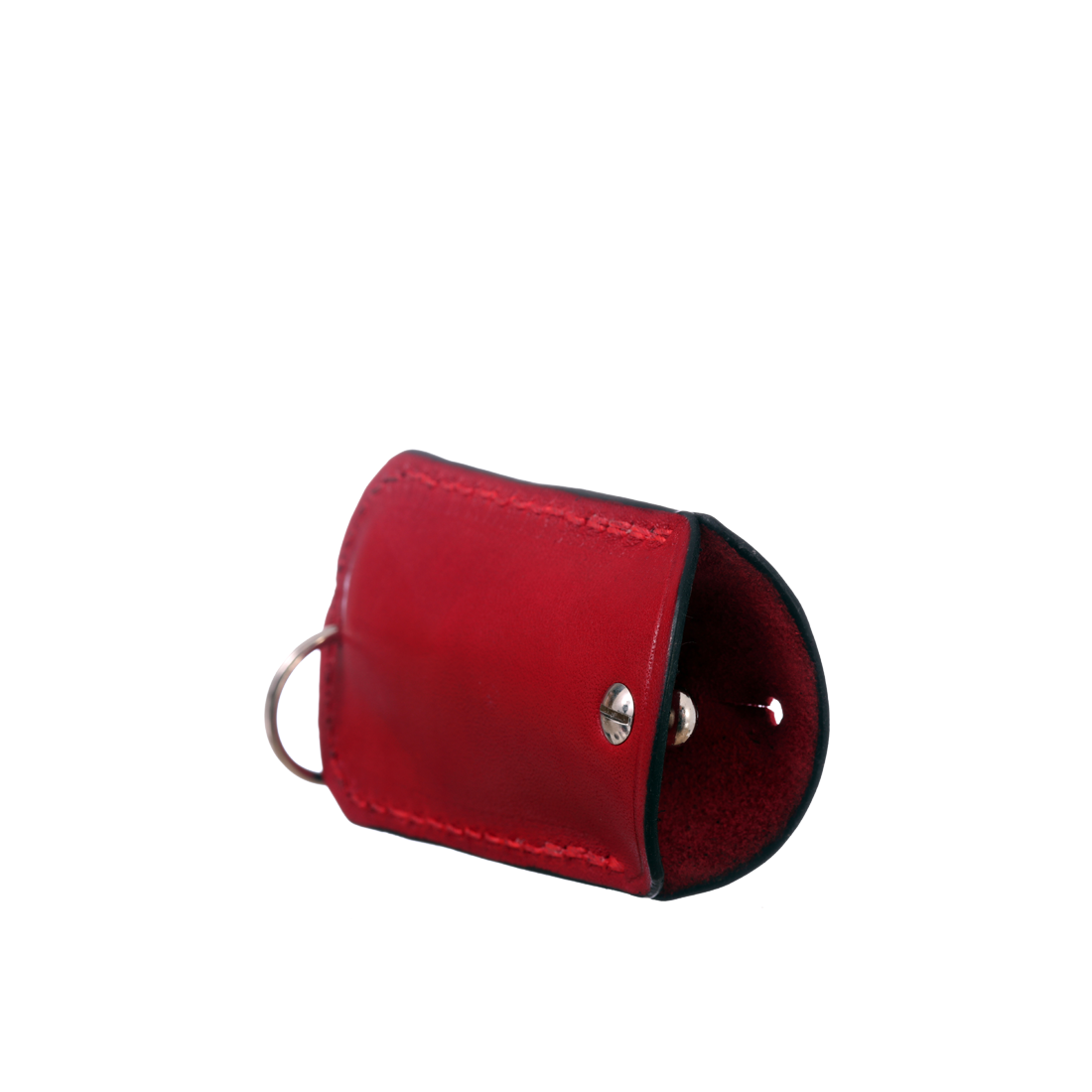 Leather Vodafone tracker holder/fob in Italian soft hide matt red colour, handmade by Mackenzie Leather Edinburgh.