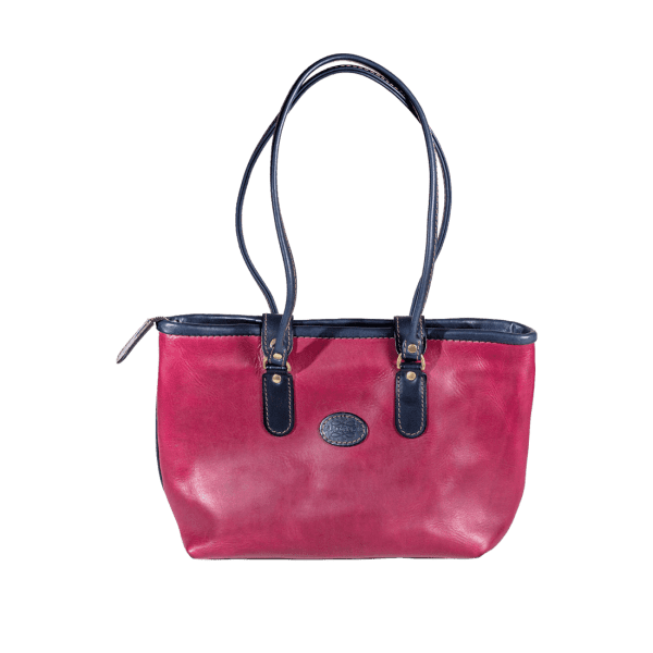 Leather business tote bag in Italian soft hide Thistle pink, handmade by Mackenzie Leather Edinburgh.