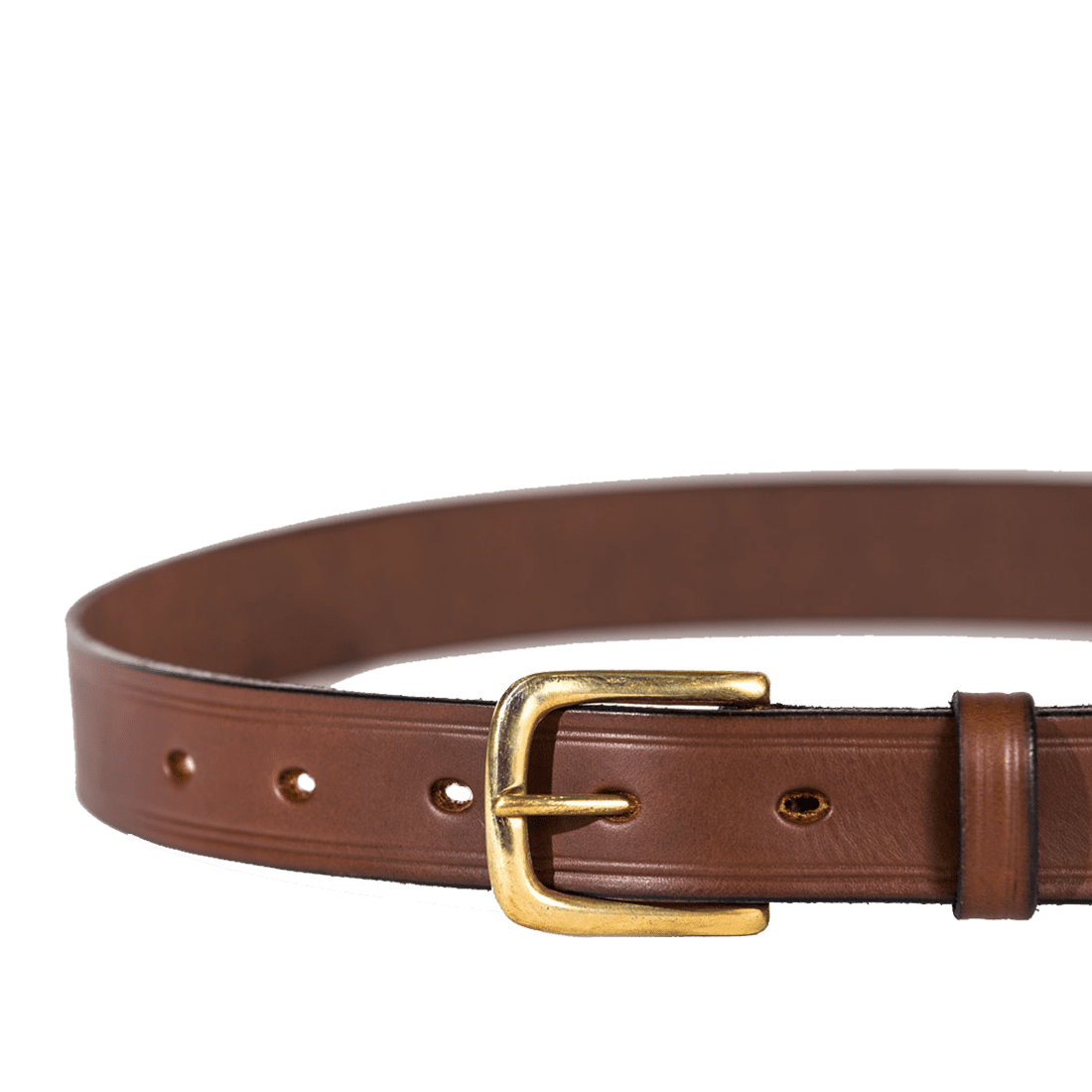 Leather West End belt in Italian saddle hide chestnut colour, handmade by Mackenzie Leather Edinburgh.