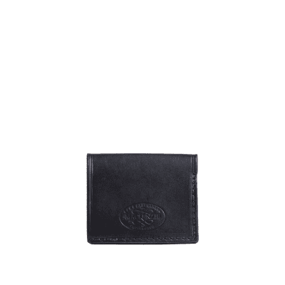 Leather Deluxe card holder in Spanish soft hide shiny black colour, an handmade accessory by Mackenzie Leather Edinburgh.