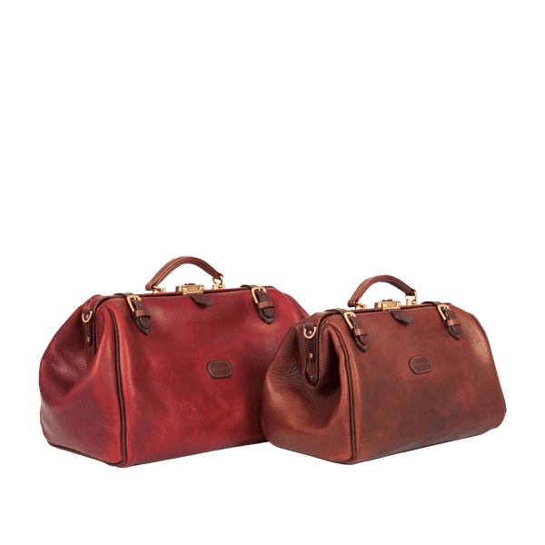 Travel leather Gladstone bag in Italian soft hide, handmade by Mackenzie Leather Edinburgh.