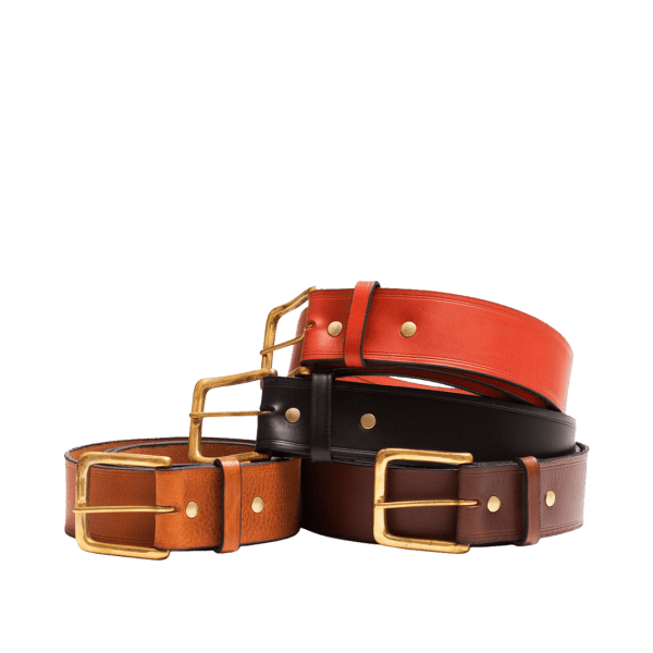 Men's leather Kilt's belts in Italian saddle hide, handmade by Mackenzie Leather Edinburgh.