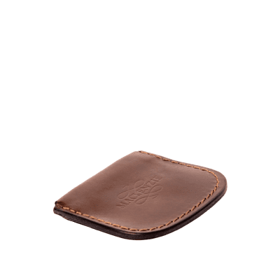 Leather coin purse in Spanish soft hide shiny brown, handmade by Mackenzie Leather Edinburgh.