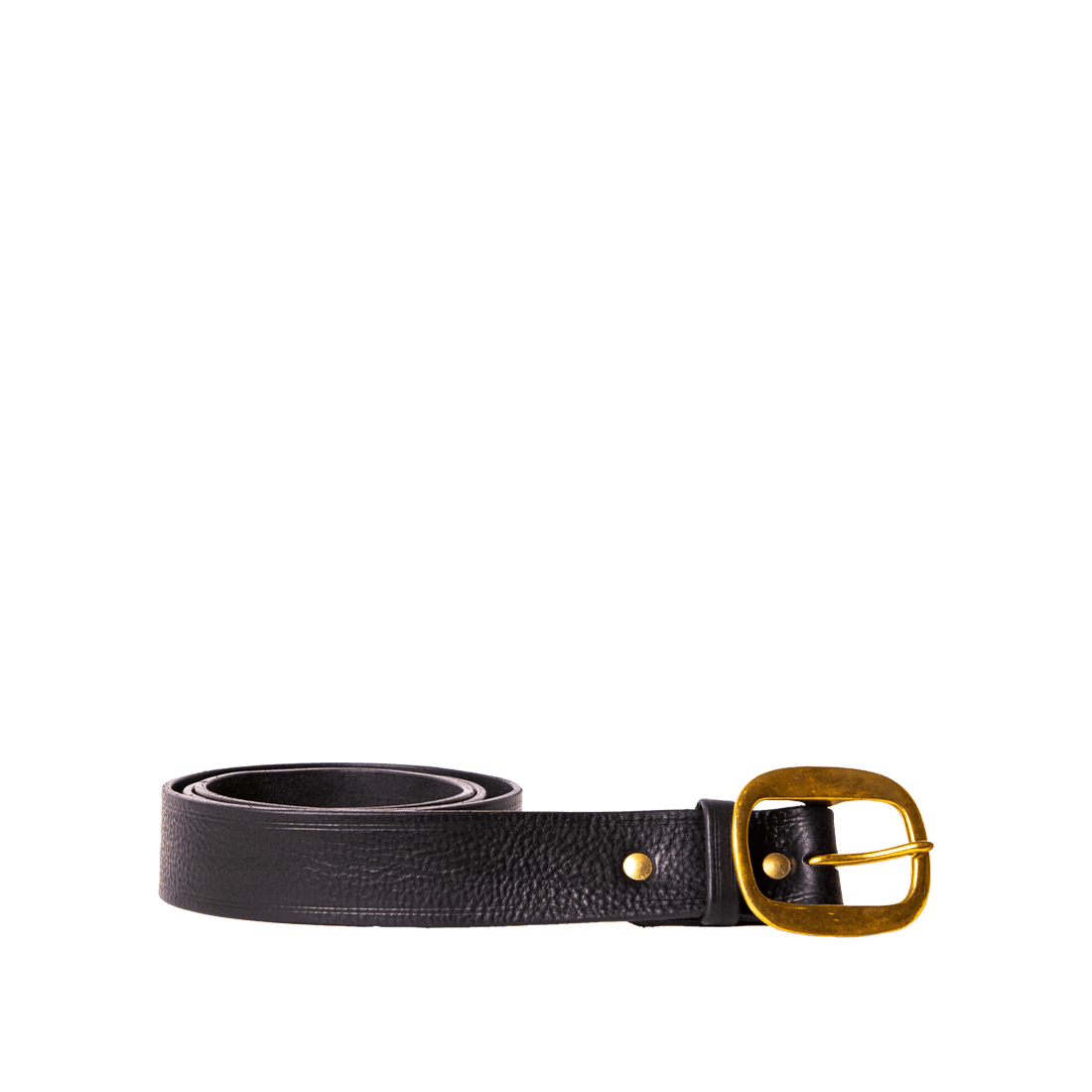 Leather Swage belt in Italian saddle hide antique black colour, handmade by Mackenzie Leather Edinburgh.