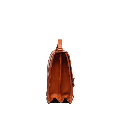 Leather Officers Briefcase in Italian saddle hide London tan, handmade by Mackenzie Leather Edinburgh.