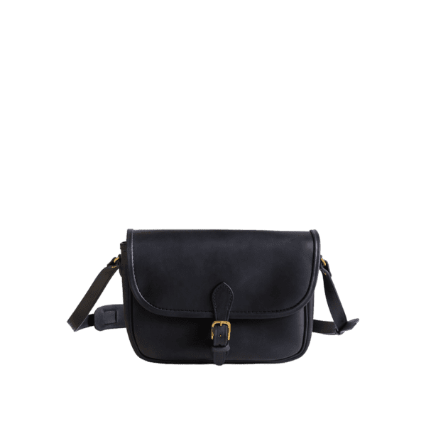 Shoulder leather bag Pentland Satchel in Italian soft hide matt black, handmade by Mackenzie Leather Edinburgh.