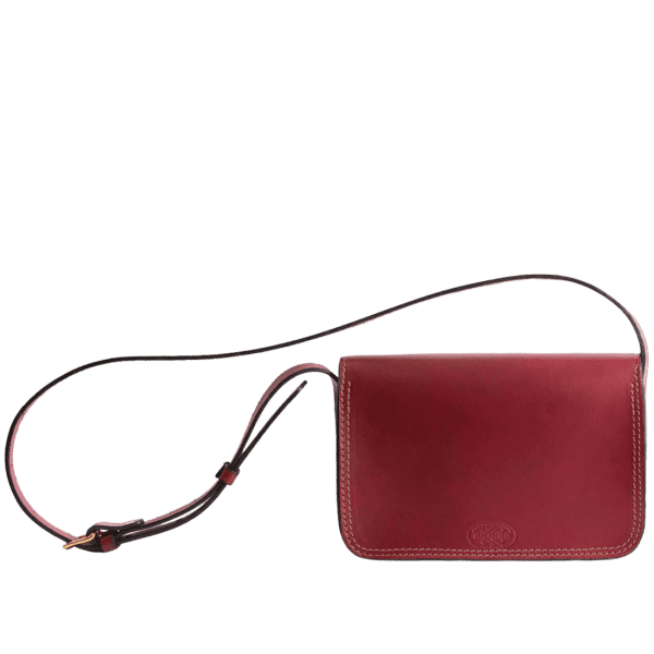 Women's leather shoulder Town bag in Italian saddle hide burgundy colour, handmade by Mackenzie Leather Edinburgh.