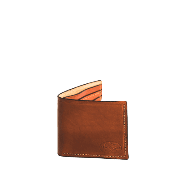 Leather Wallet in Spanish soft hide shiny tan, handmade by Mackenzie Leather Edinburgh.