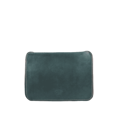 Leather Laptop Zipped case in Italian soft hide matt argave, handmade by Mackenzie Leather Edinburgh.