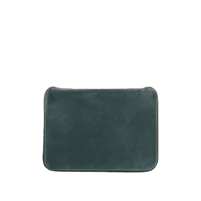 Leather Laptop Zipped case in Italian soft hide matt argave, handmade by Mackenzie Leather Edinburgh.