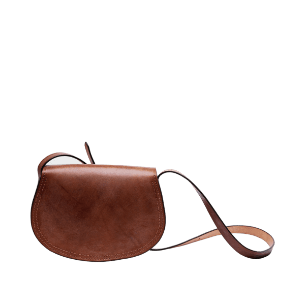 Leather Shoulder Cartridge Oak bag in British Oak hide brown colour, handmade by Mackenzie Leather Edinburgh.