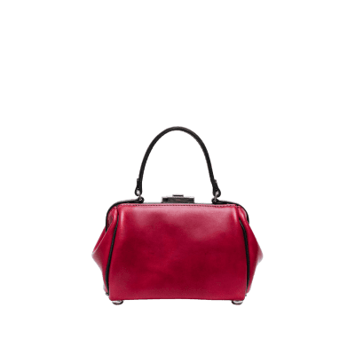 Women's leather Gladstonette shoulder & handbag, a classic British design in Italian soft hide thistle pink colour, handmade by Mackenzie Leather Edinburgh.