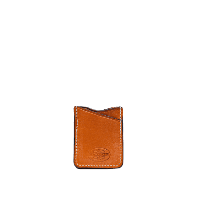 Leather Oak card holder in British Oak bark bridle hide London tan colour, an handmade accessory by Mackenzie Leather Edinburgh.