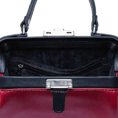 Gladstonette, leather shoulder & handbag, a classic British design in Italian soft hide Thistle pink leather, handmade by Mackenzie Leather Edinburgh.
