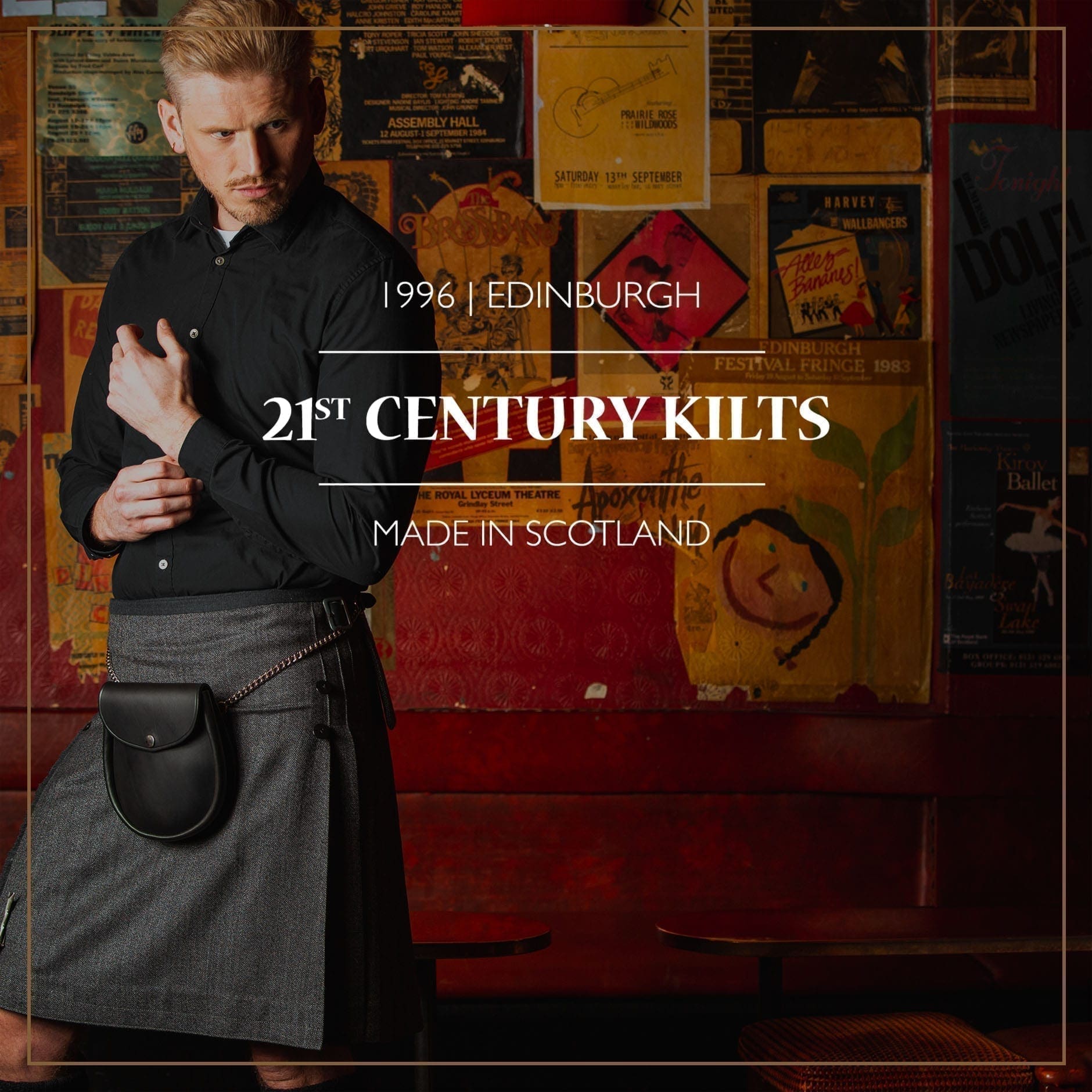 21st Century Kilts collaborate in ourphotoshoots lending some of their original and unique kilts wit an special modern touch.
