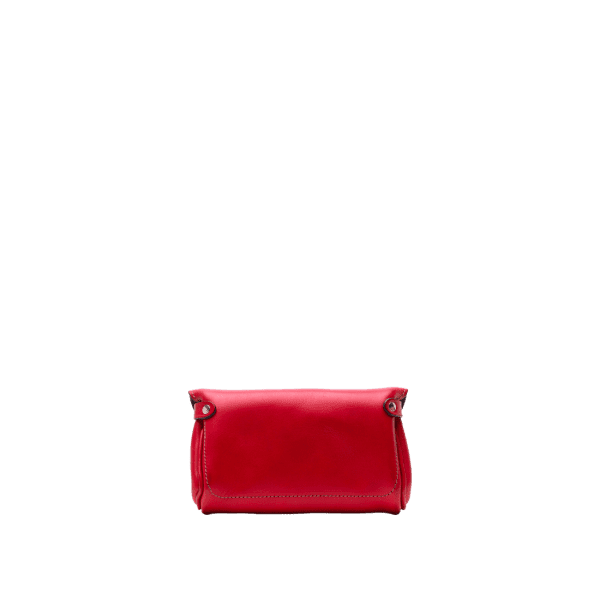 Leather Clutch bag in Italian soft hide matt red colour, handmade by Mackenzie Leather Edinburgh.