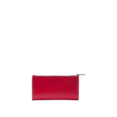 Women's leather purse in Italian soft hide matt red, handmade by Mackenzie Leather Edinburgh.