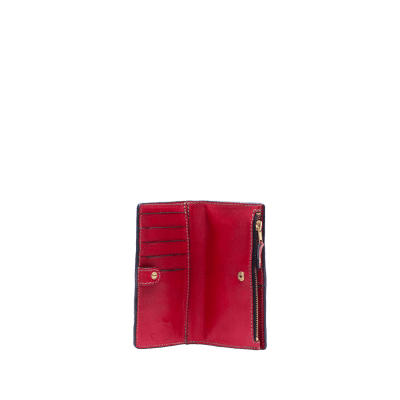 Women's leather purse in Italian soft hide matt red, handmade by Mackenzie Leather Edinburgh.