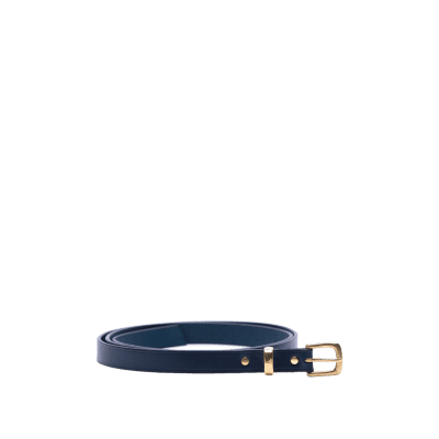 Leather Women belt in Italian saddle hide navy colour, handmade by Mackenzie Leather Edinburgh.