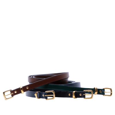 Leather Women's belts in Italian saddle hide, handmade by Mackenzie Leather Edinburgh.
