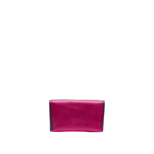Leather card-coin purse in Italian soft hide Thistle pink, handmade by Mackenzie Leather Edinburgh.