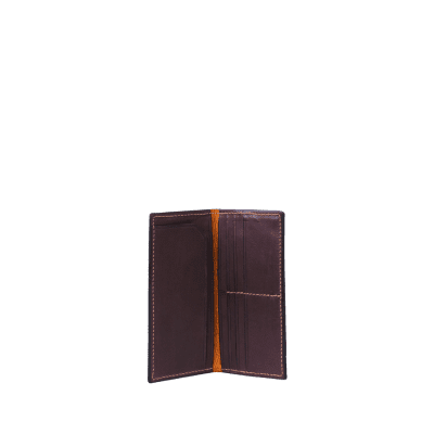 Leather Suit Wallet in Spanish soft hide shiny brown, handmade by Mackenzie Leather Edinburgh.