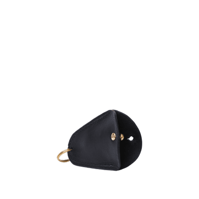 Leather Porsche tracker holder/fob in Italian soft hide matt black colour, handmade by Mackenzie Leather Edinburgh.