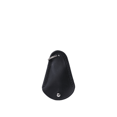 Leather Porsche tracker holder/fob in Italian soft hide matt black colour, handmade by Mackenzie Leather Edinburgh.