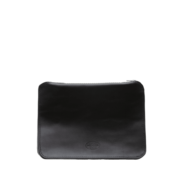 Handmade mackenzie leather laptop zipped case shiny black