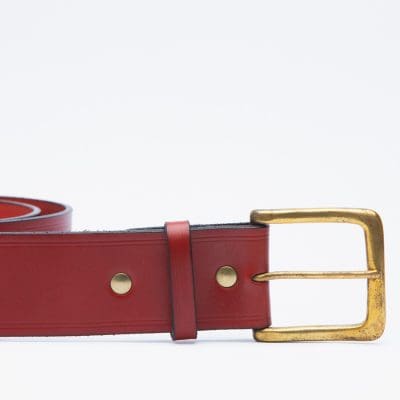 Handmade leather kilt belt red